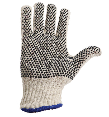 String Knit Glove with Double Sided PVC Dots