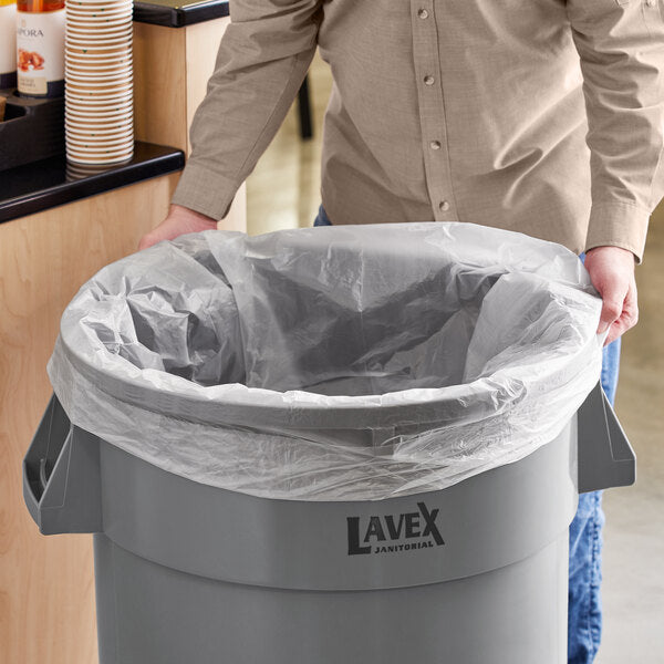 Lavex Janitorial 55 Gallon 22 Micron 38" x 60" High Density Janitorial Can Liner / Trash Bag - 150/Case