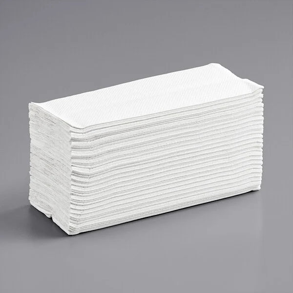 Lavex Janitorial White M-Fold (Multifold) Towel - 4000/Case