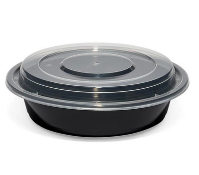 16oz Black Microwavable Round Container/Lid, 50sets/bag, 3bag/cs