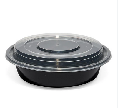 28oz Black Microwavable Round Container/Lid, 50sets/bag, 3bag/cs