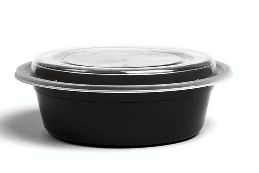 32oz Black Microwavable Round Container/Lid, 50sets/bag, 3bag/cs